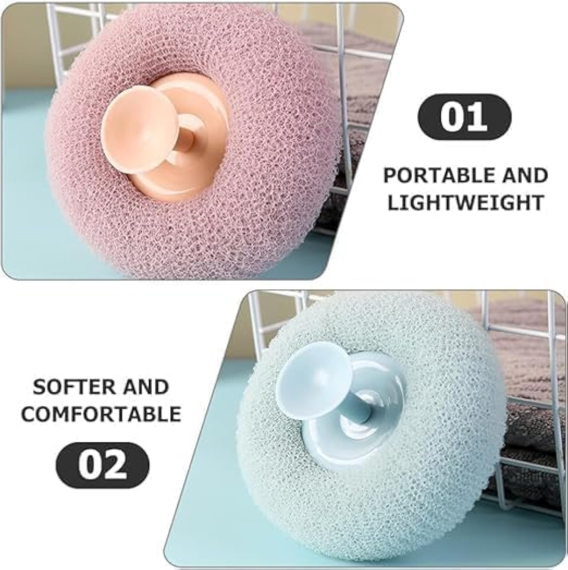 Bath Sponge Cleaning Brush with Suction Shower Loofah